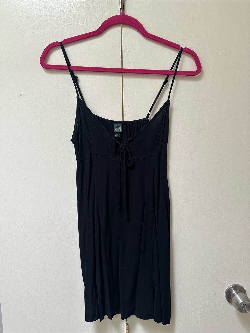 wild fable Black Spaghetti Strap Mini Dress with Front Tie